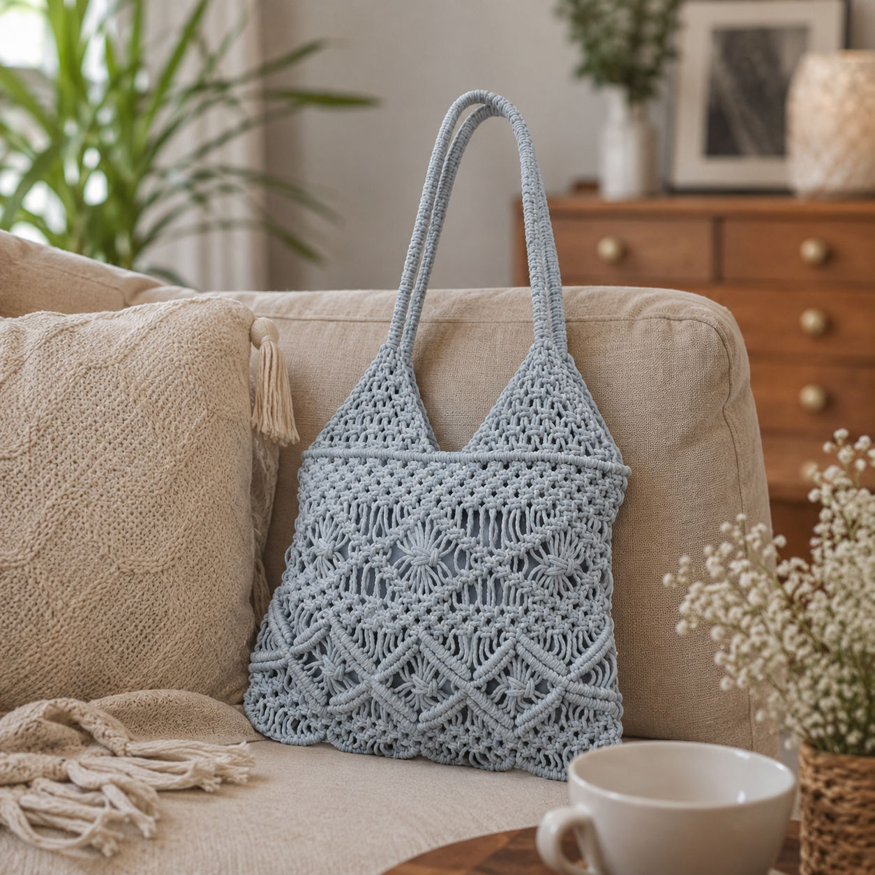 Grey Hemp Tote Bag